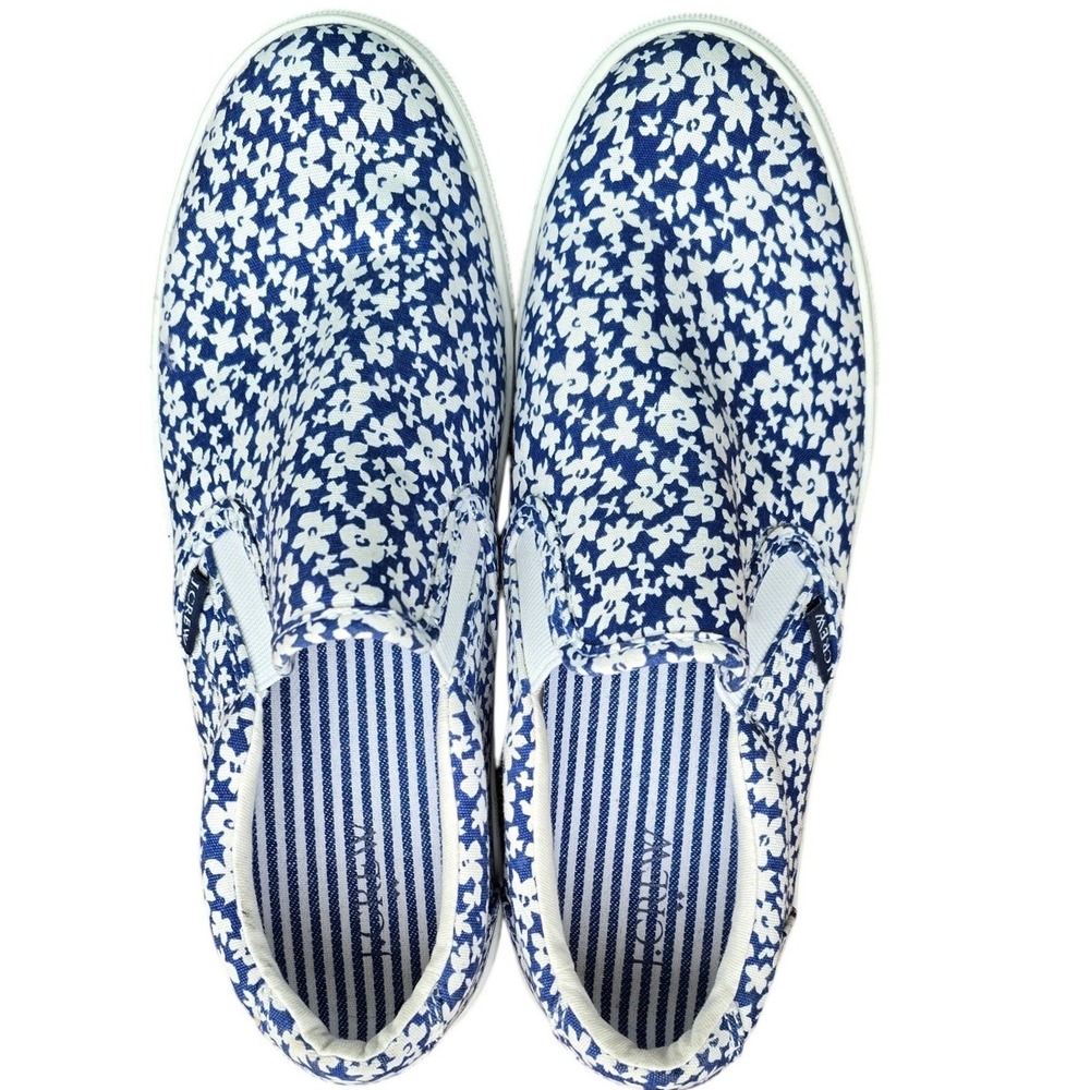 NEW J Crew‎ Women's Slip On Sneakers Floral Print Canvas Shoes 8M